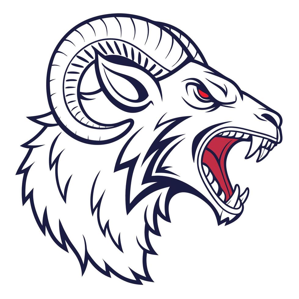 a ram head with its mouth open vector