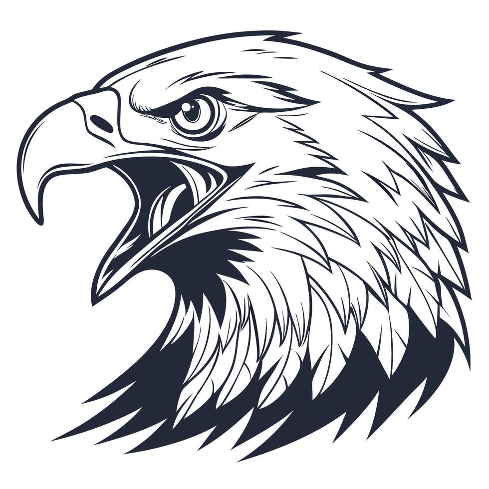 an eagle head with open mouth on a white background vector