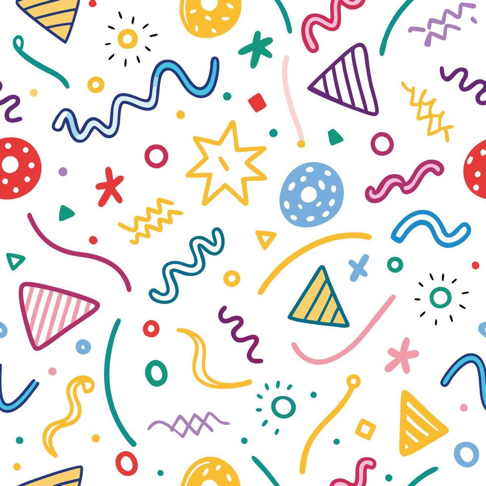 seamless pattern with colorful shapes and lines vector