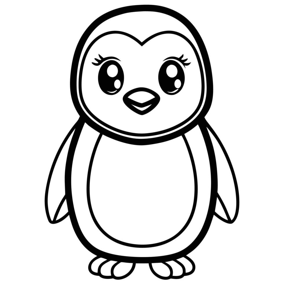penguin coloring pages for kids vector