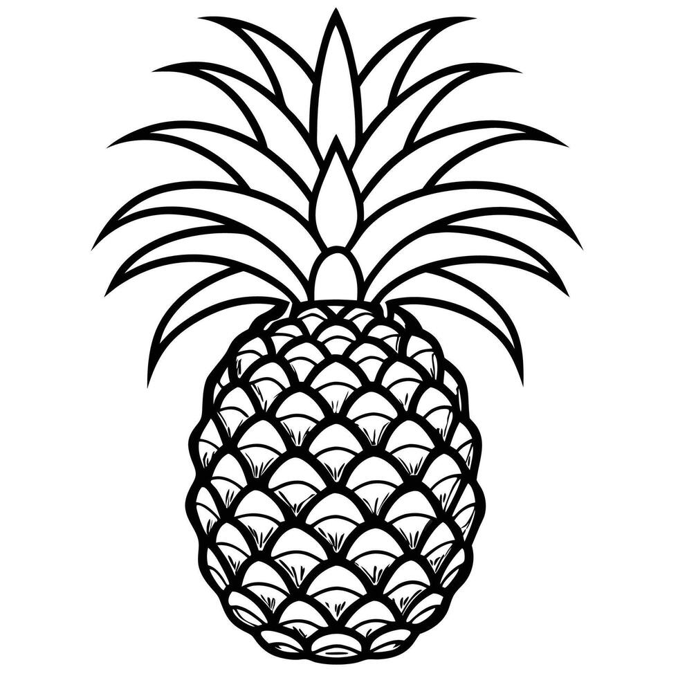 a pineapple is shown in black and white vector