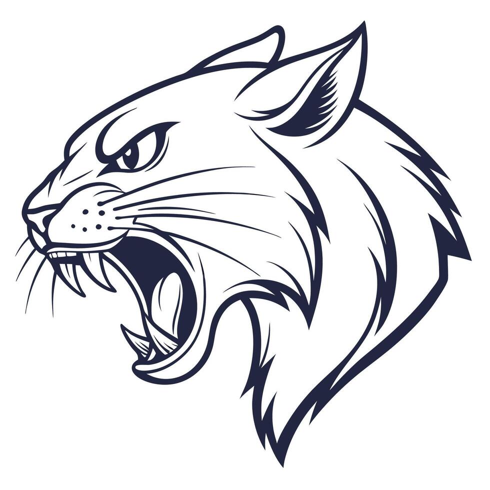 a head of a panther with its mouth open vector