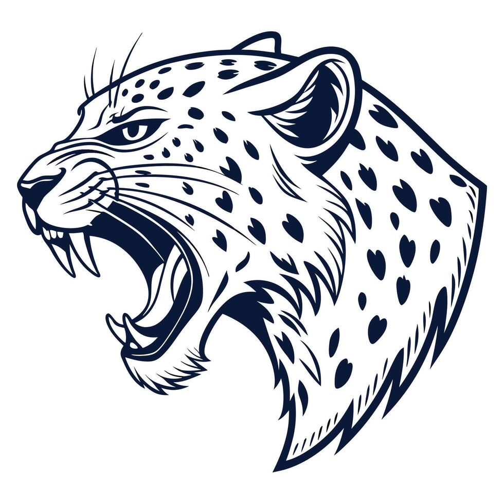 a leopard head with its mouth open vector