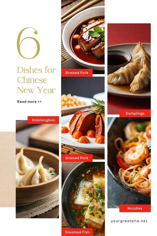 Minimalist 6 Dishes for Chinese New Year Pinterest template