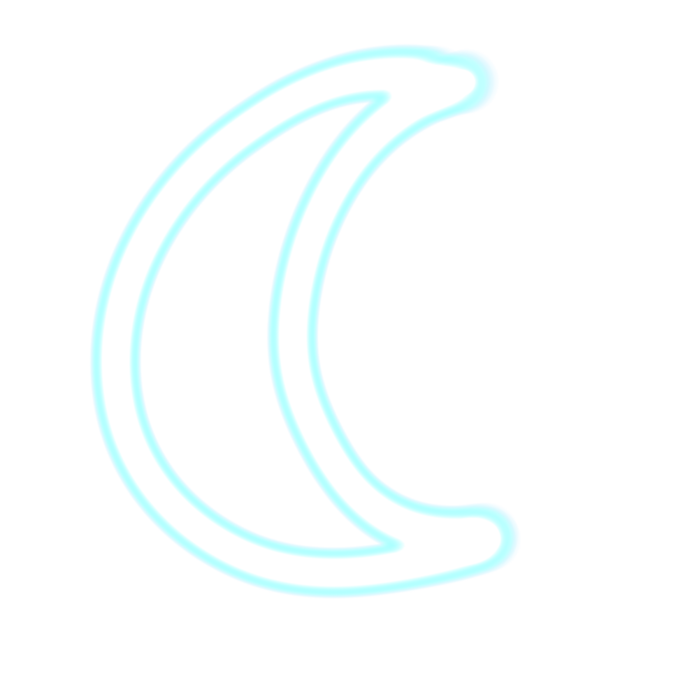 a crescent moon with a blue glow on it png