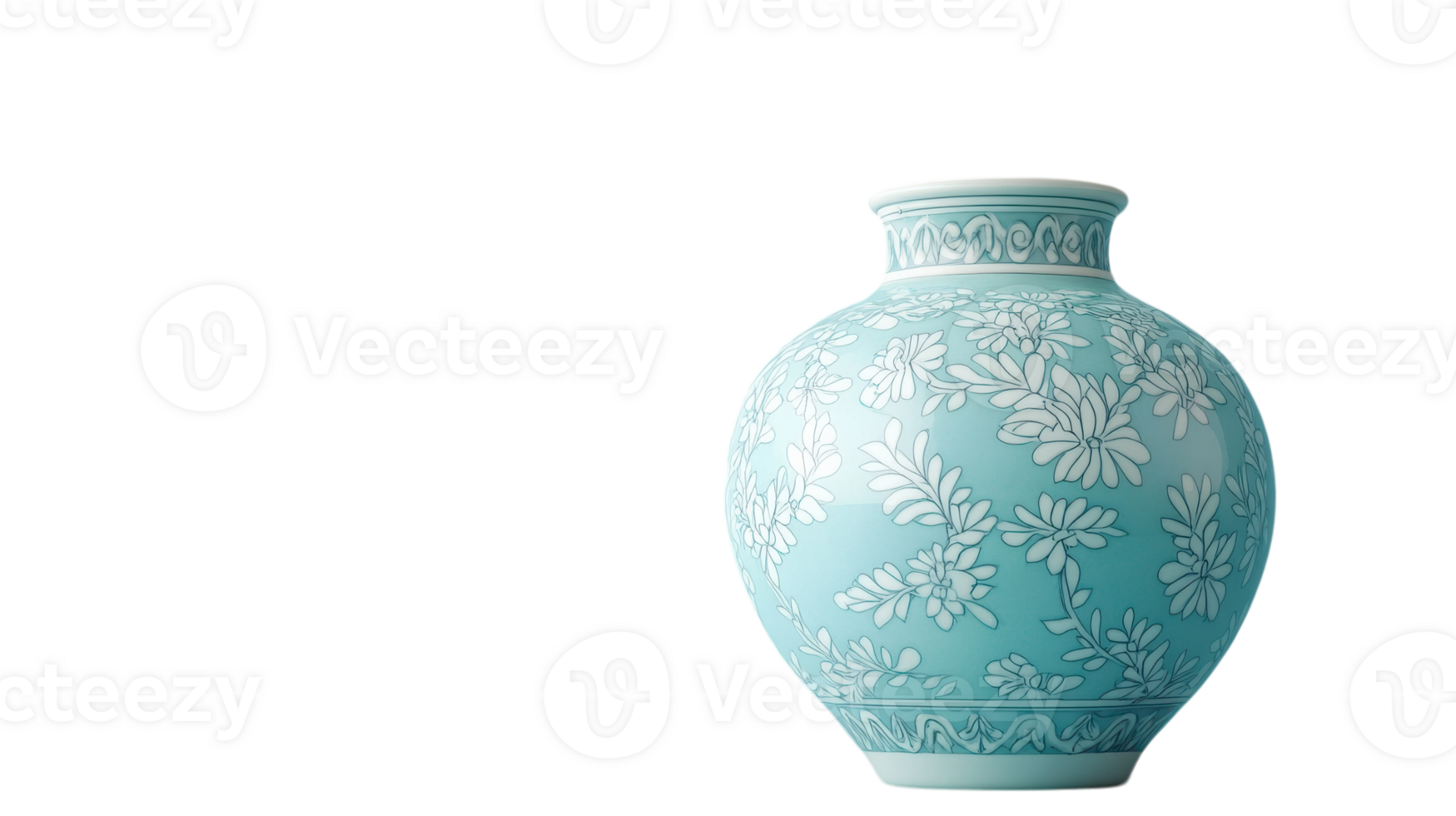Beautiful Decorative Ceramic Vase on a Soft Blue Background - Perfect for Home Decor and Interior Design. png