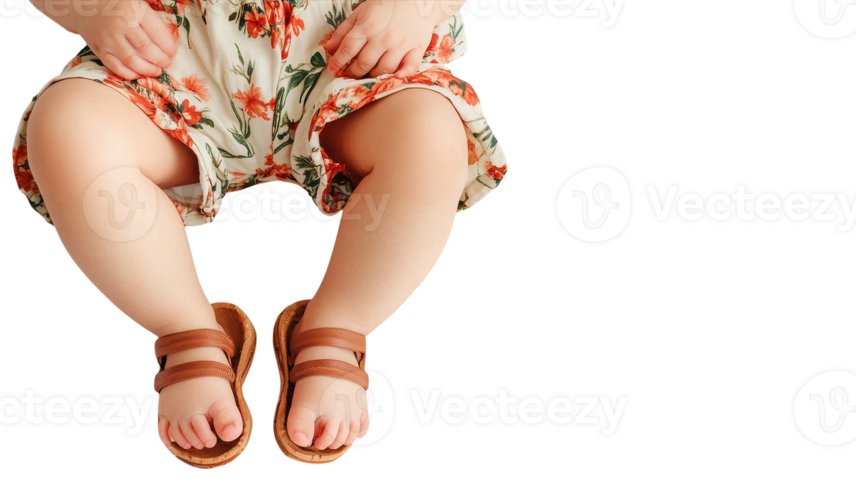 Cheerful Child Dressed in a Colorful Floral Romper and Cute Sandals Perfect for Summer Activities and Outdoor Adventures. png