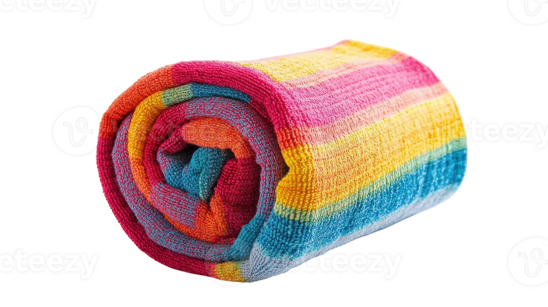 Vibrant Rolled Beach Towel Perfect for Summer Days at the Beach, Picnics or Pool Parties. png