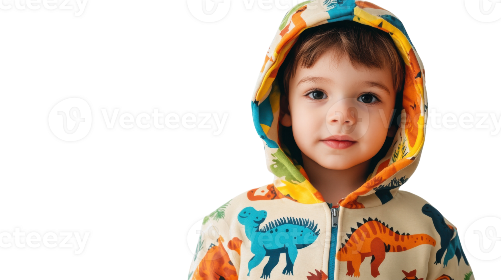 Cheerful Child Sporting a Dinosaur-Themed Hoodie Perfect for Playtime and Fun Activities in a Bright Outdoor Setting. png