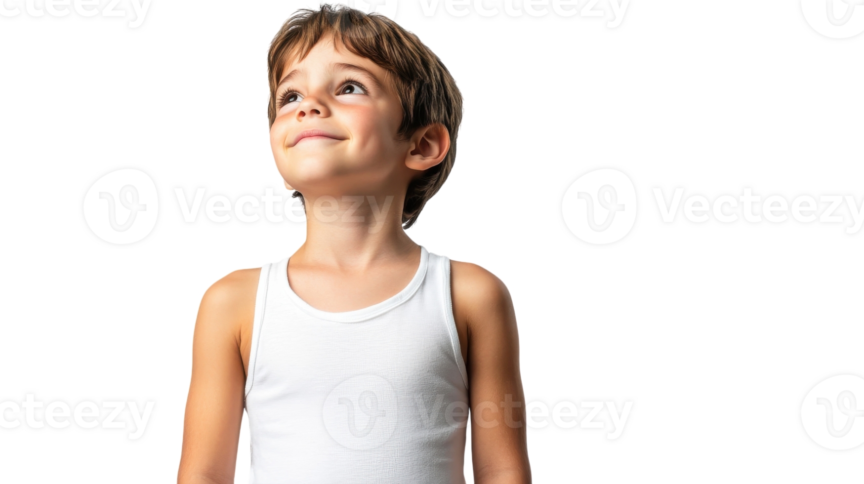 A cheerful child dressed in a simple tank top and shorts, perfect for summer activities and casual outings, exuding joy and carefree spirit. png