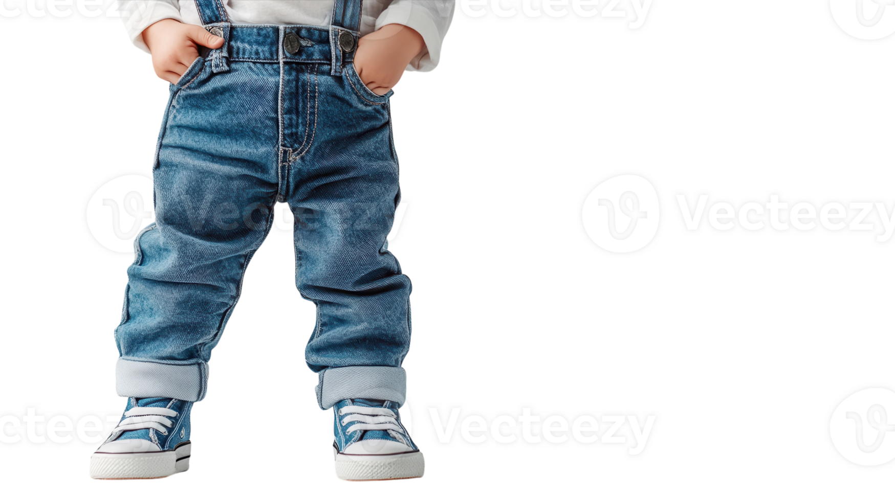 A Child Wearing Casual Overalls and Sneakers - Perfect for Illustrating Youthful Fashion and Playful Attitude in Various Contexts. png
