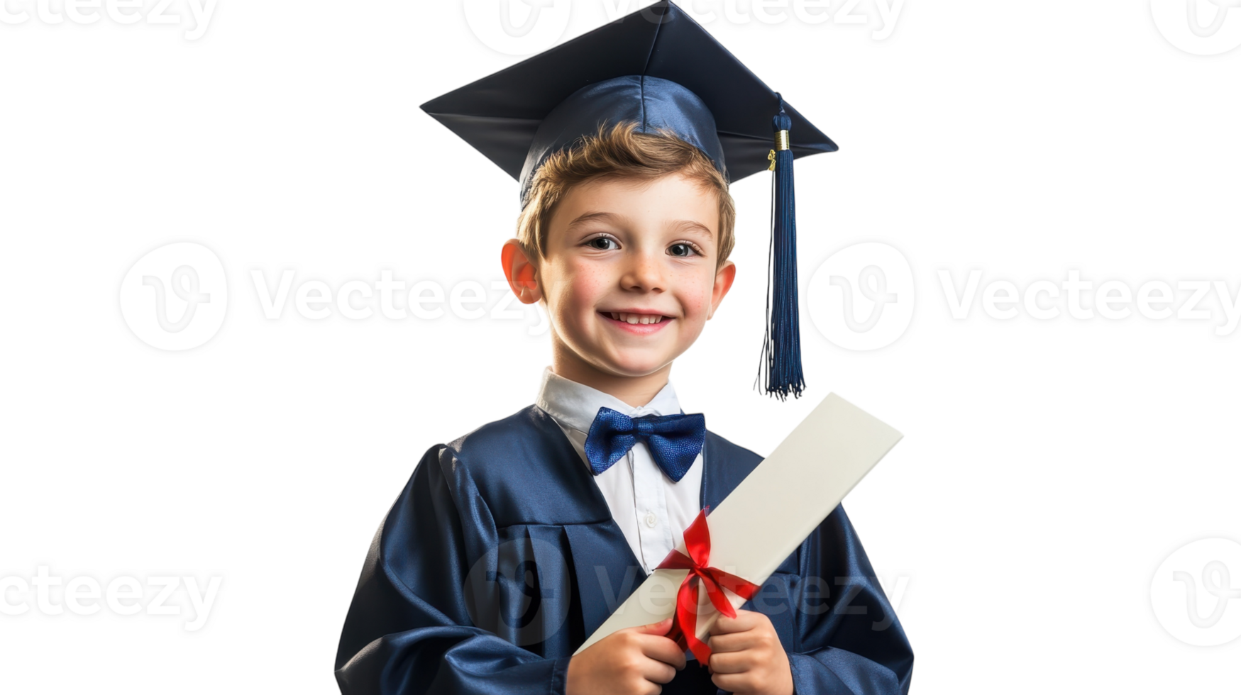 A Child Celebrating Graduation in Cap and Gown, Symbolizing Achievement and Future Success. png