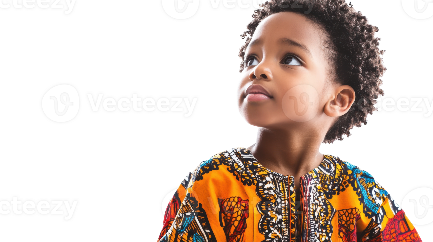A delightful image showcasing a child dressed in traditional African clothing, perfect for cultural representation, educational materials, or fashion presentations that celebrate heritage.. png