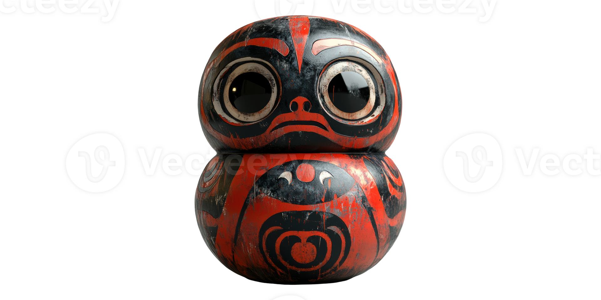 Decorative Tribal Mask with Red and Black Patterns Isolated on Transparent Background png