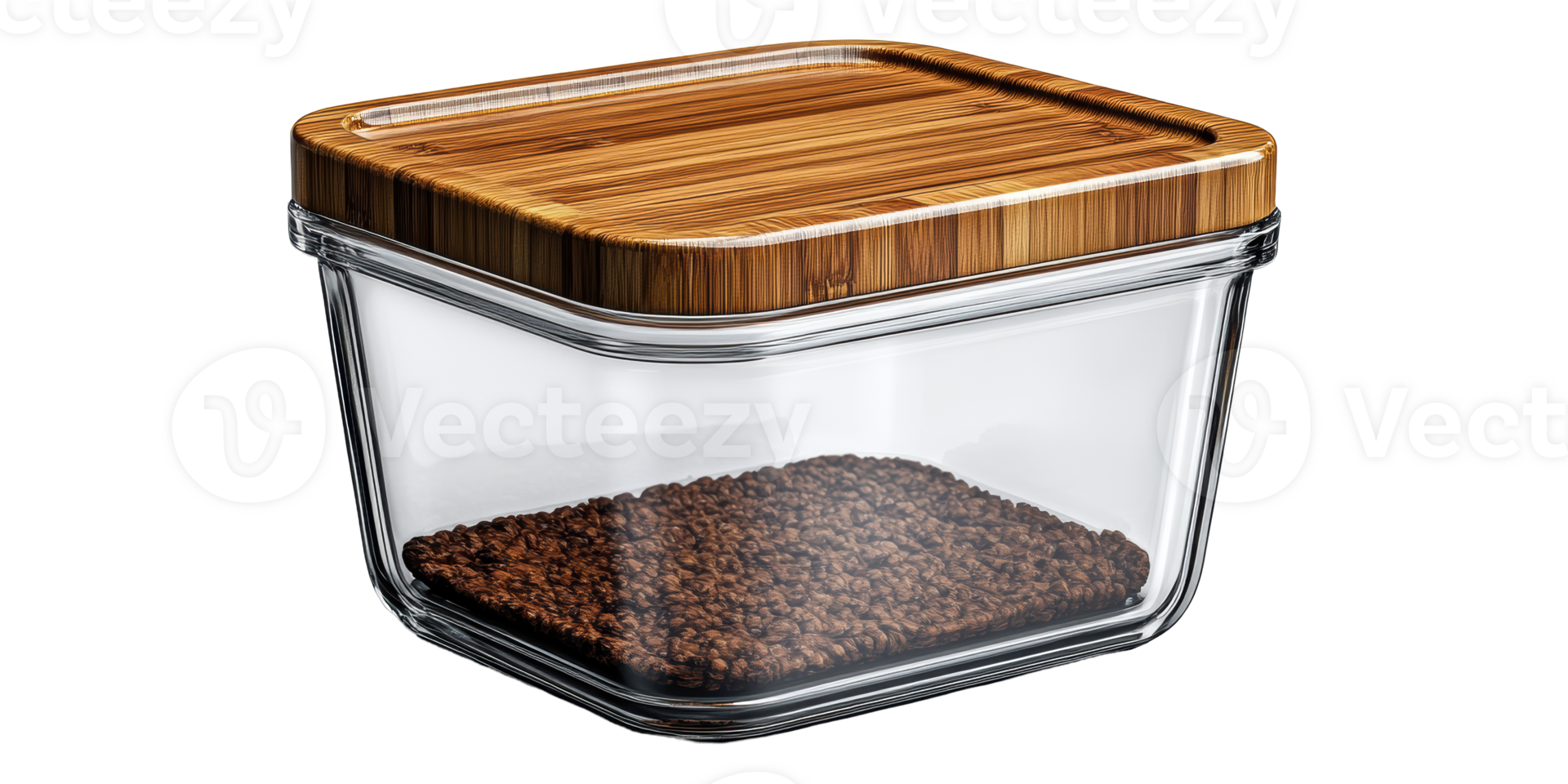 Glass Storage Jar with Wooden Lid for Food Items Isolated on Transparent Background png