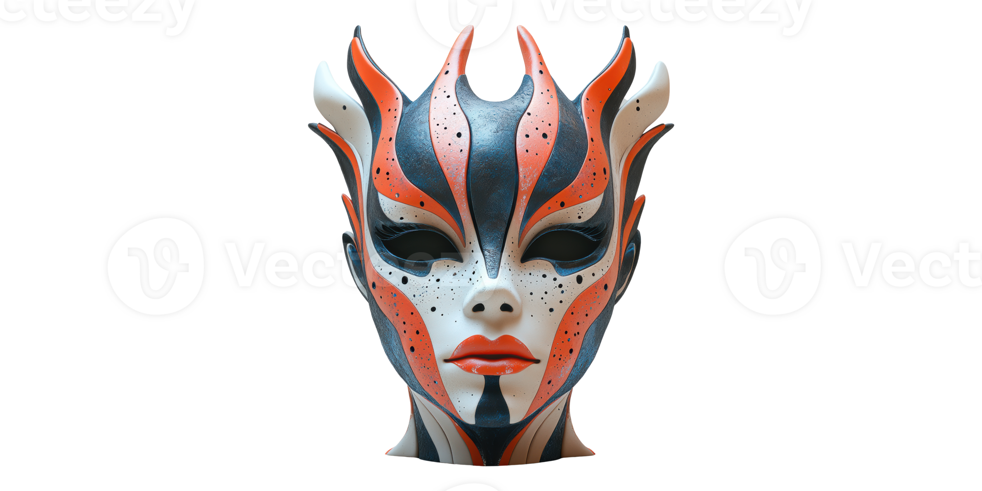 Decorative Mask with Intricate Red and Black Patterns Isolated on Transparent Background png