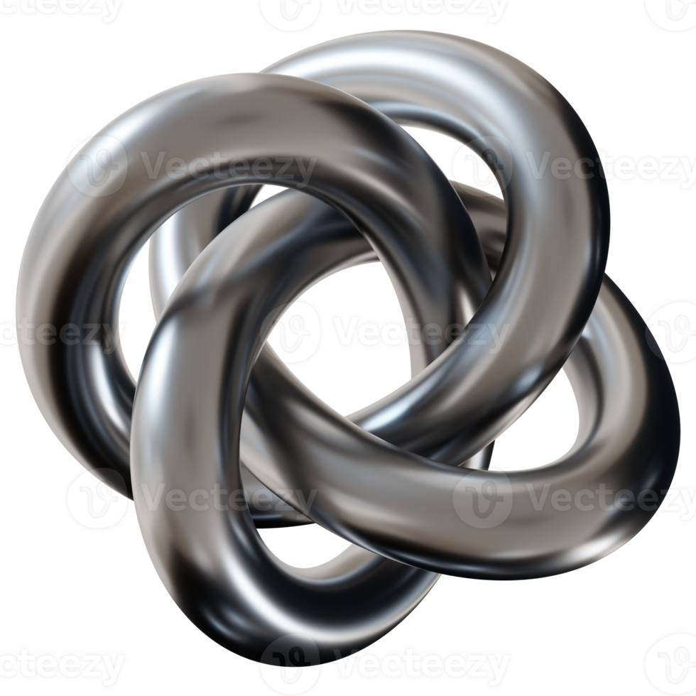 3D abstract, chrome shape with futuristic design, on transparent background. Modern metallic element, cut out. Y2k style, 2000s. Sleek and tech vibe. Monochrome, gray surface. 3D render. png
