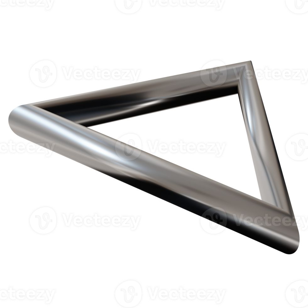 3D chrome geometric frame, on transparent background. Modern metallic element, cut out. Y2k style, 2000s. Sleek and tech vibe. Monochrome, gray surface. Sharp, futuristic design. png