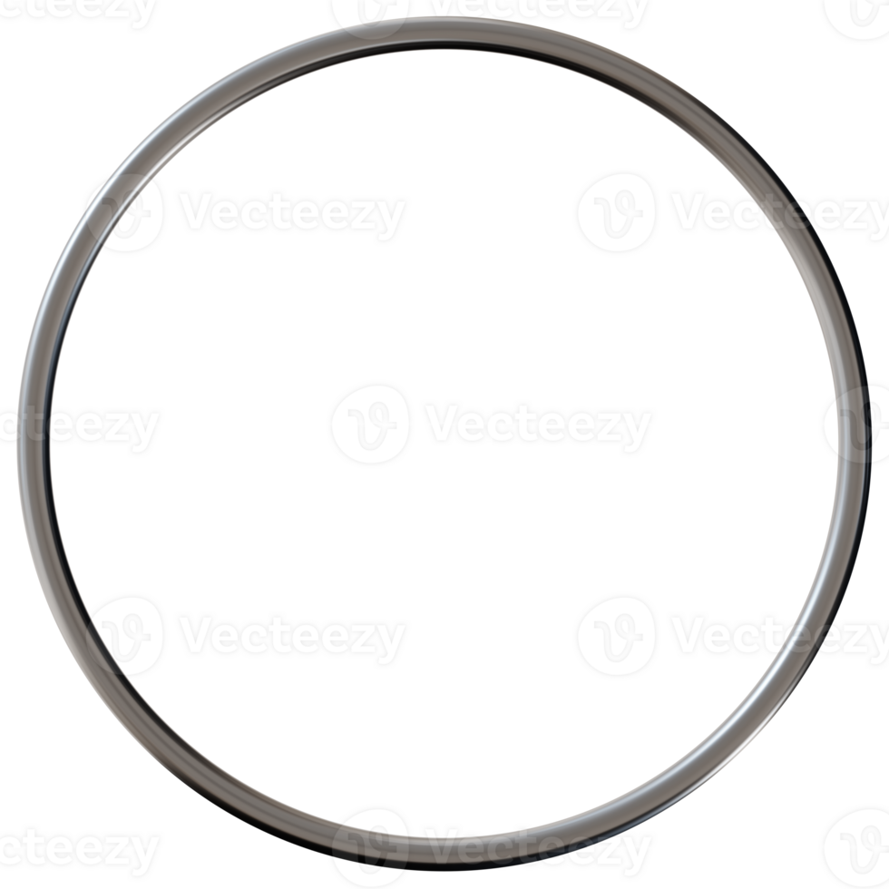 3D chrome ring on transparent background. Modern metallic element, circle, cut out. Y2k style, 2000s. Sleek and tech vibe png