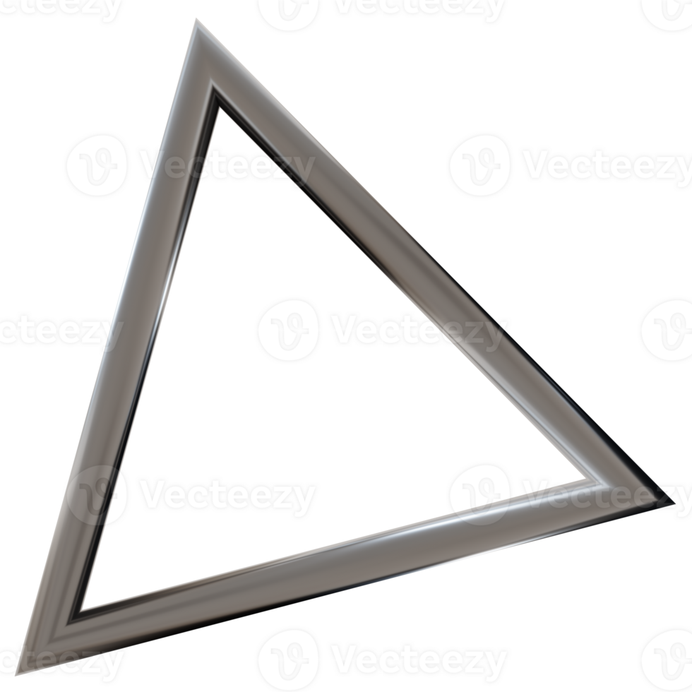3D chrome geometric frame, on transparent background. Modern metallic element, cut out. Y2k style, 2000s. Sleek and tech vibe png