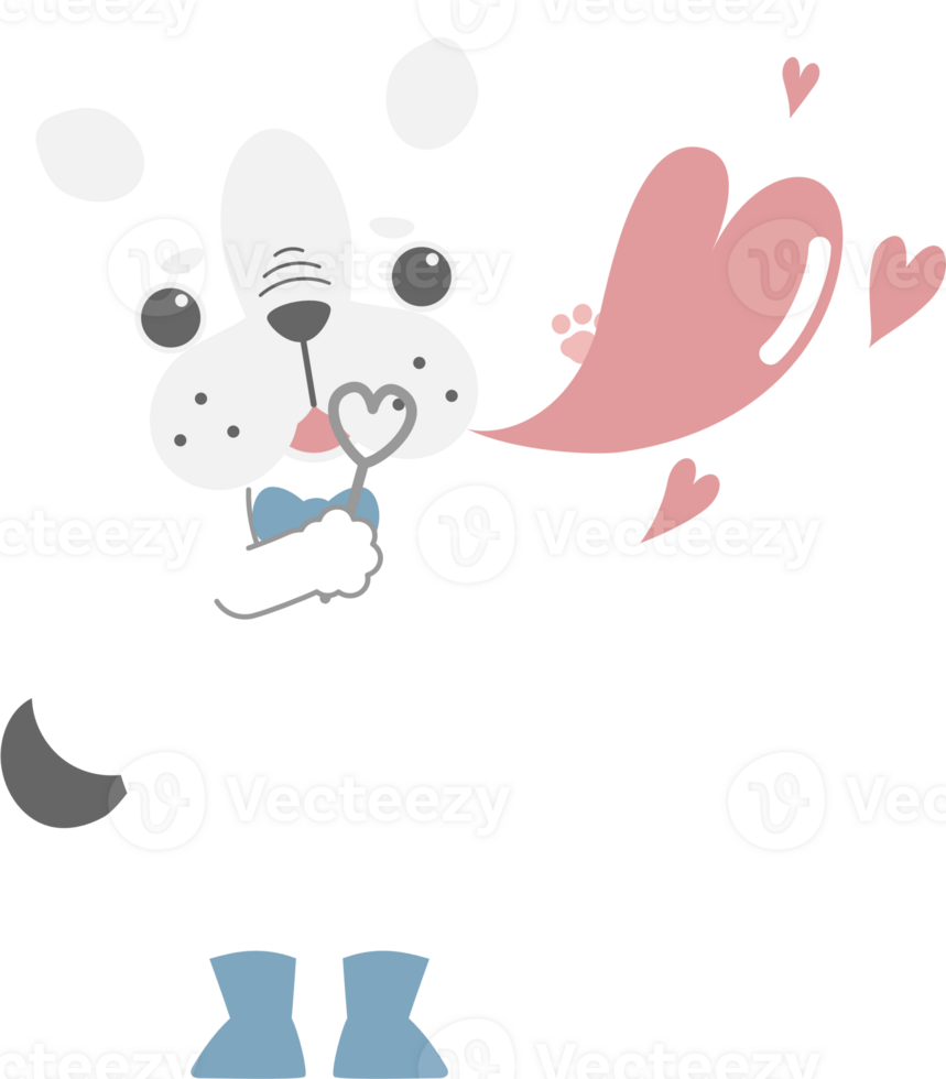 cute and lovely dog blowing heart shape bubble, happy valentines day, birthday, love concept png