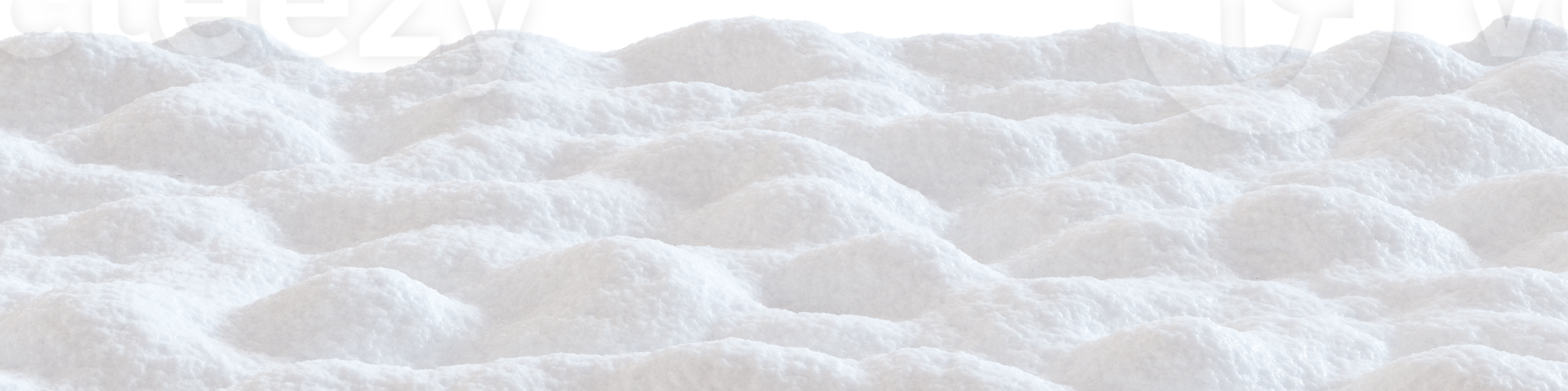 Snow-covered landscape with soft, fluffy mounds of snow, on transparent background. Ideal for use as footer in winter-themed designs, digital art, holiday promotions. 3D. png