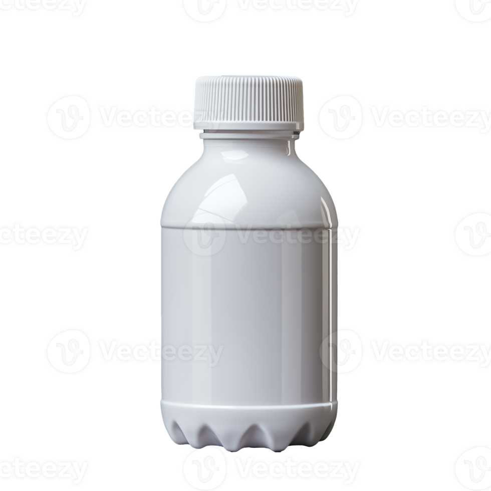 White plastic bottle with cap on transparent background png