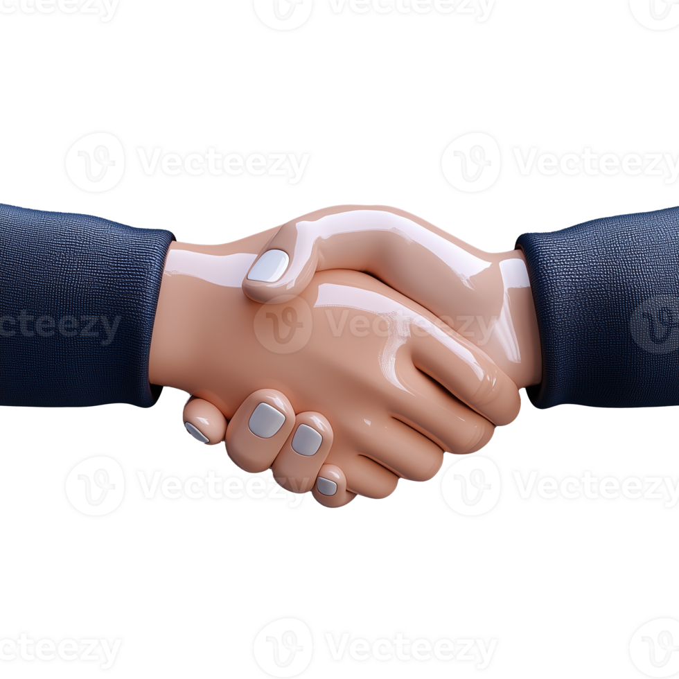 Realistic handshaking gesture image with transparent background for business agreements png