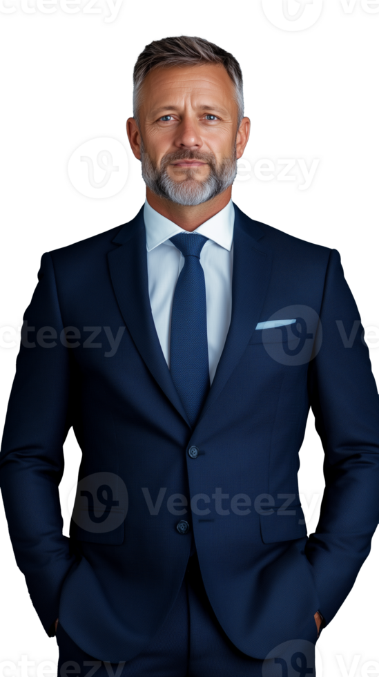 Professional businessman in suit with transparent background for versatile design use png