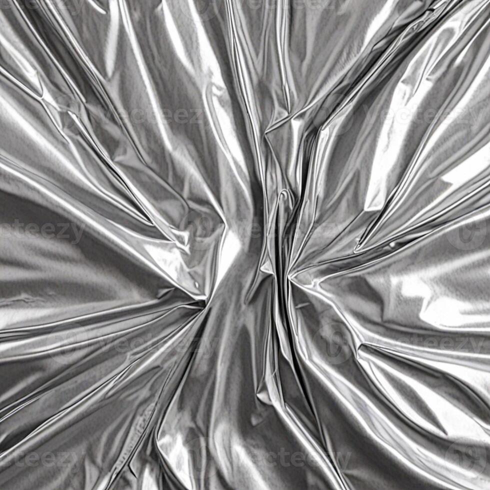 Foil texture. Aluminium paper sheet. Crumpled metallic surface background. Chrome rough industrial sheet photo