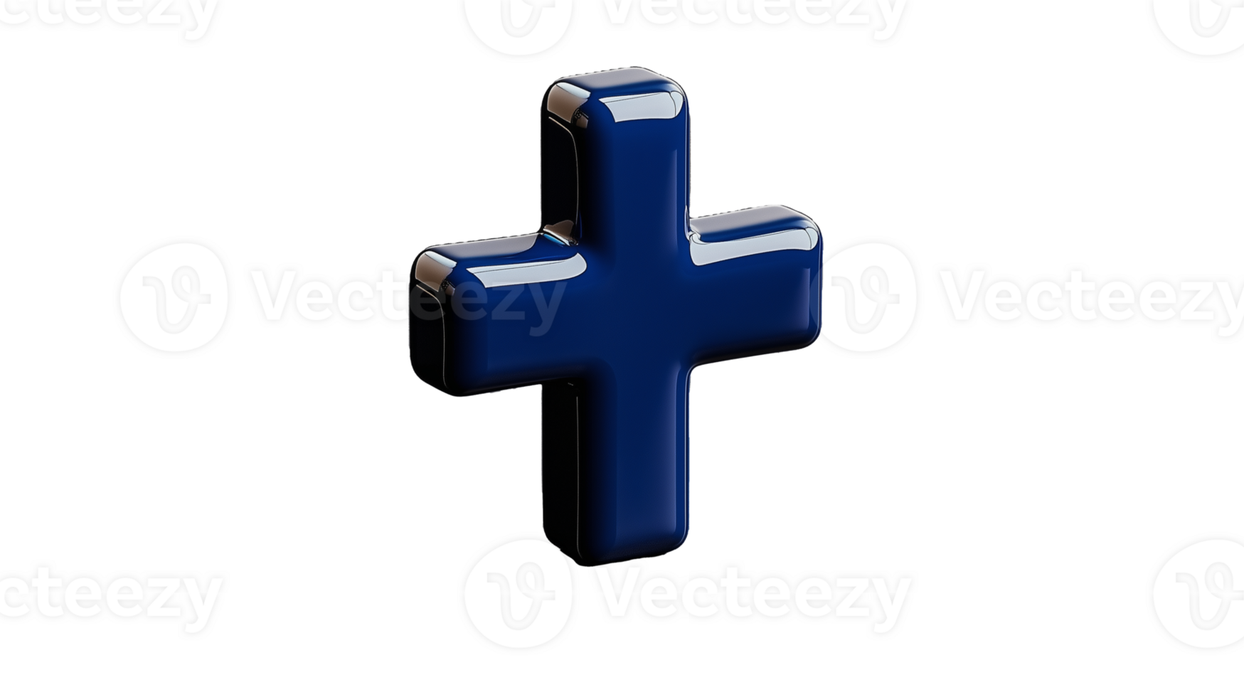 Glossy Blue Plus Sign Icon on Transparent Background png