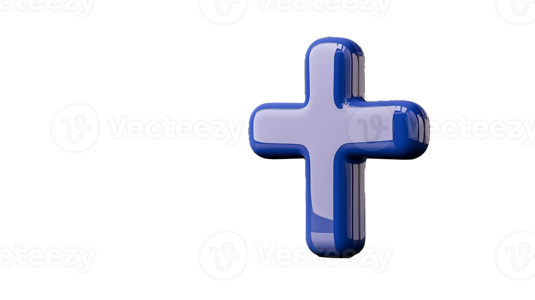 Blue Cross Symbol with Glossy Finish on Transparent Background png