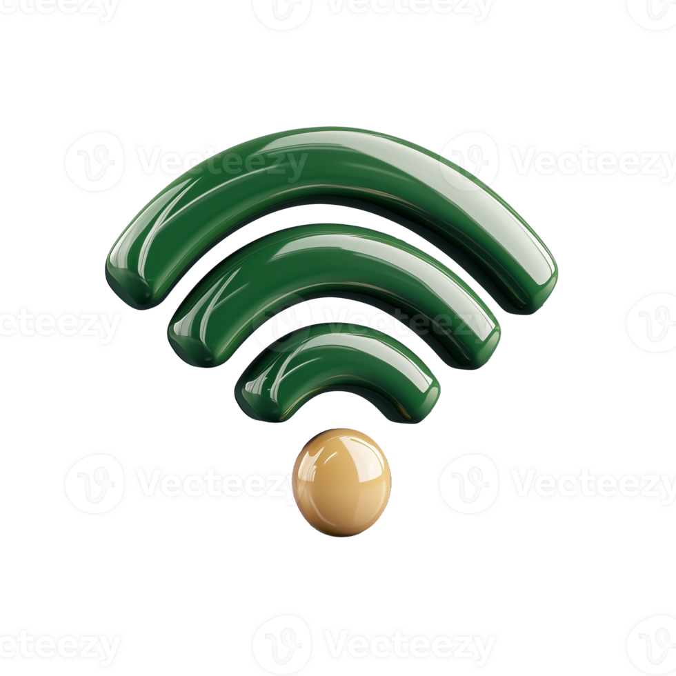 Wireless Signal Icon with Green Waves on Transparent Background png