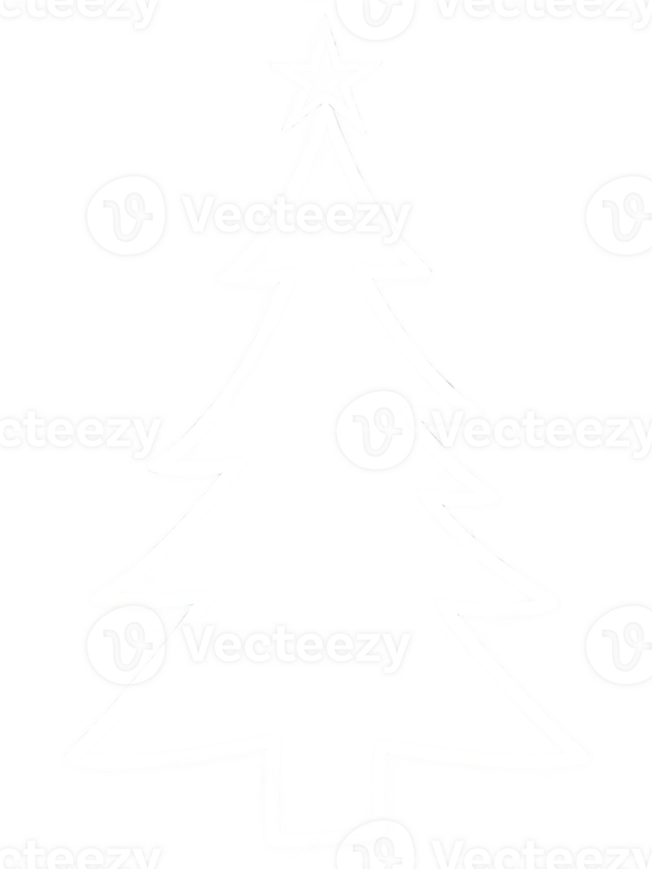 Line Art Christmas Tree, composed of simple lines and shapes, isolated on a transparent background. png