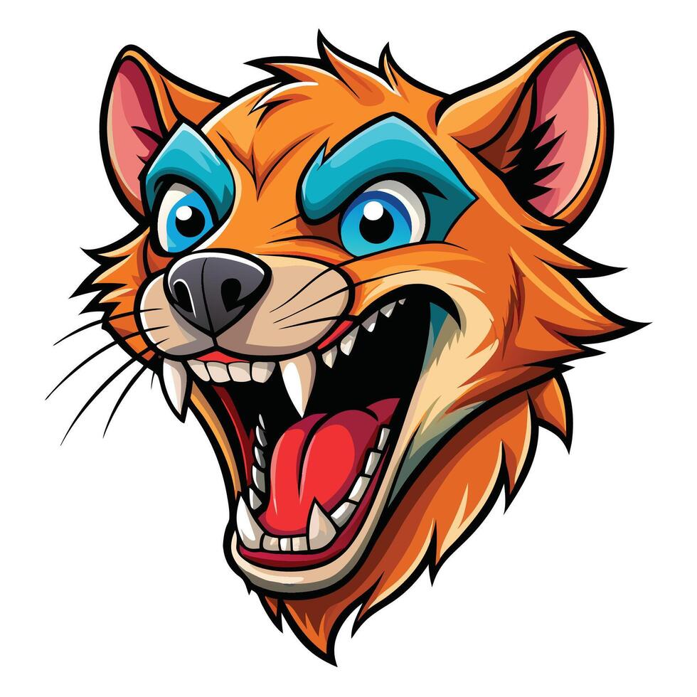 a cartoon fox head with blue eyes and a big mouth vector