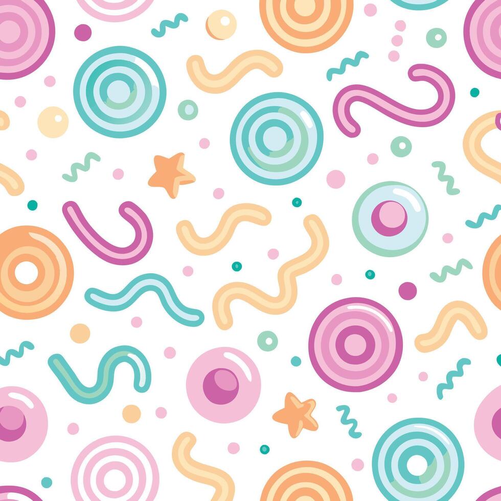 seamless pattern with colorful circles and shapes vector