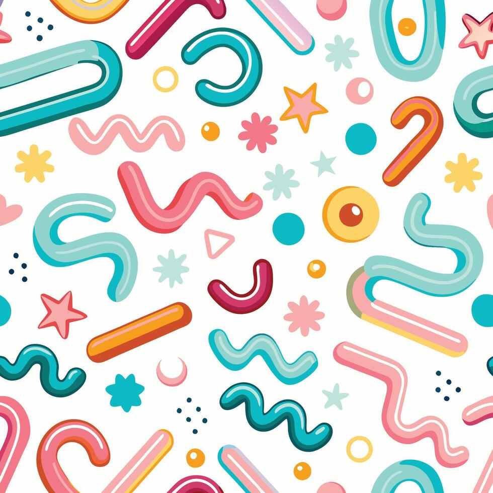 seamless pattern with colorful shapes and lines vector