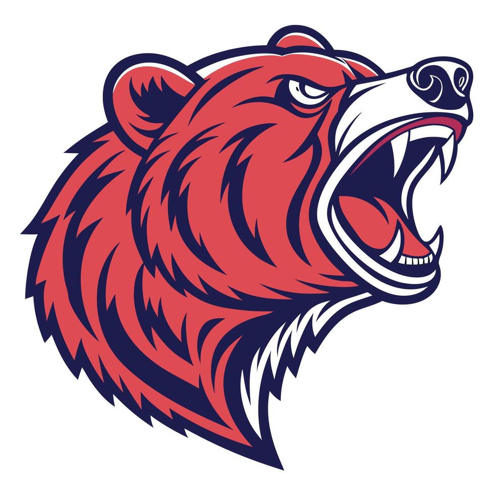 the head of a bear is shown with its mouth open vector