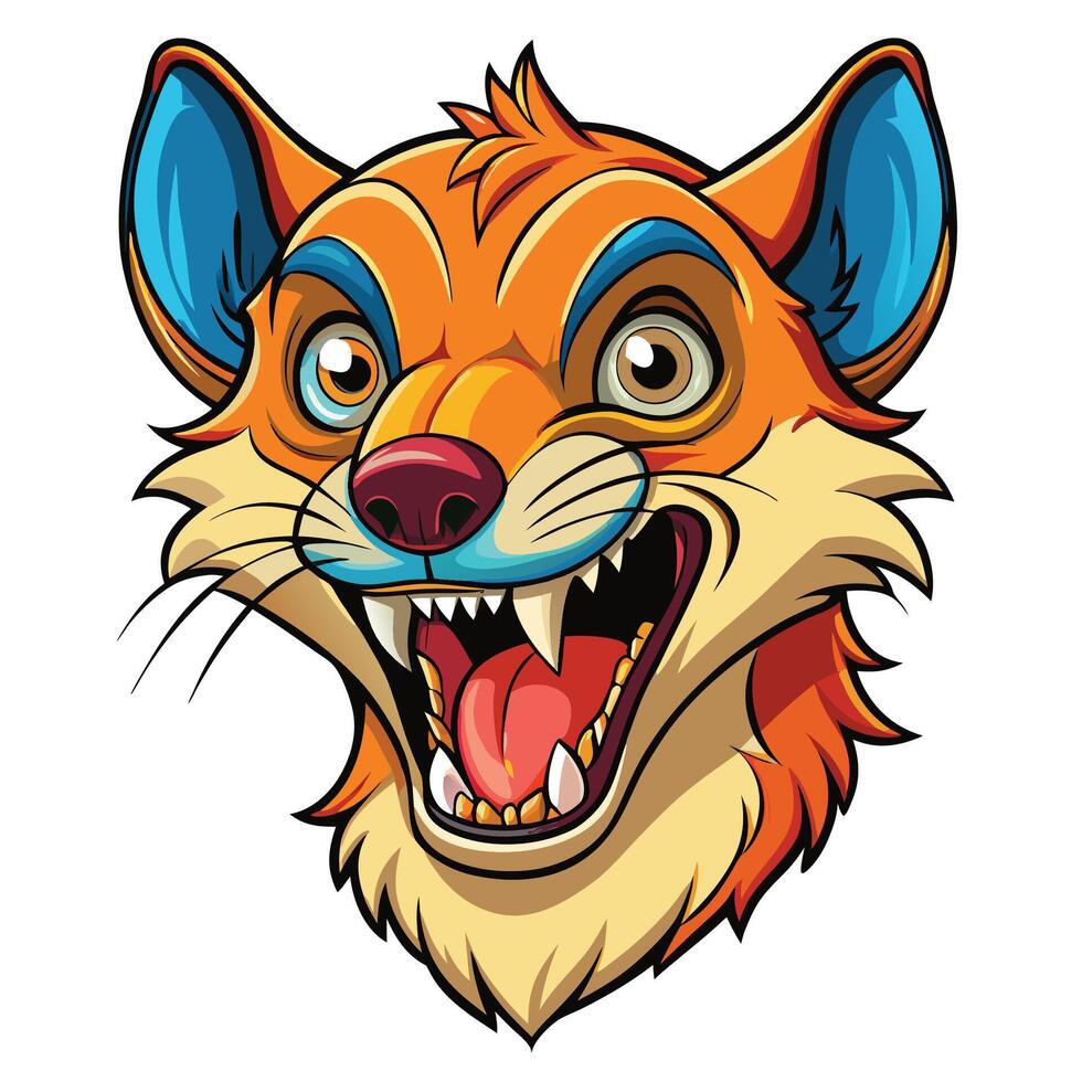 a cartoon fox head with its mouth open vector