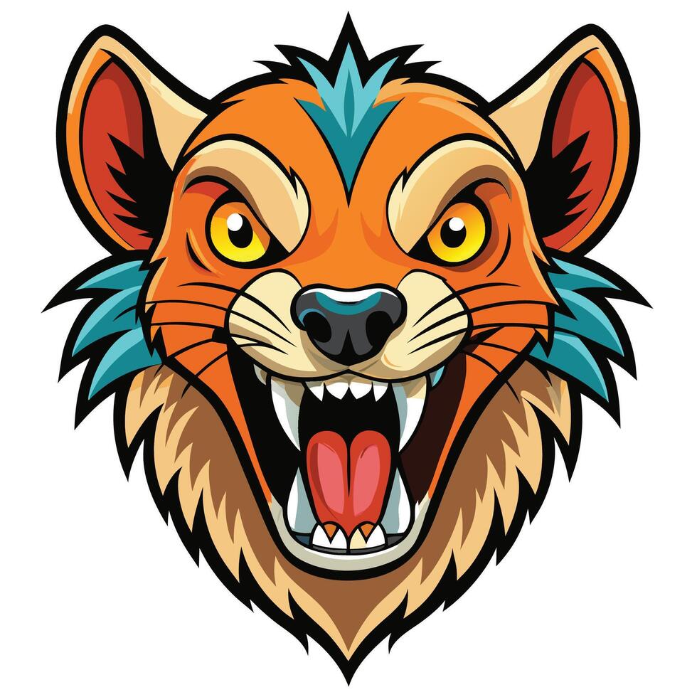 an angry wolf head with its mouth open vector