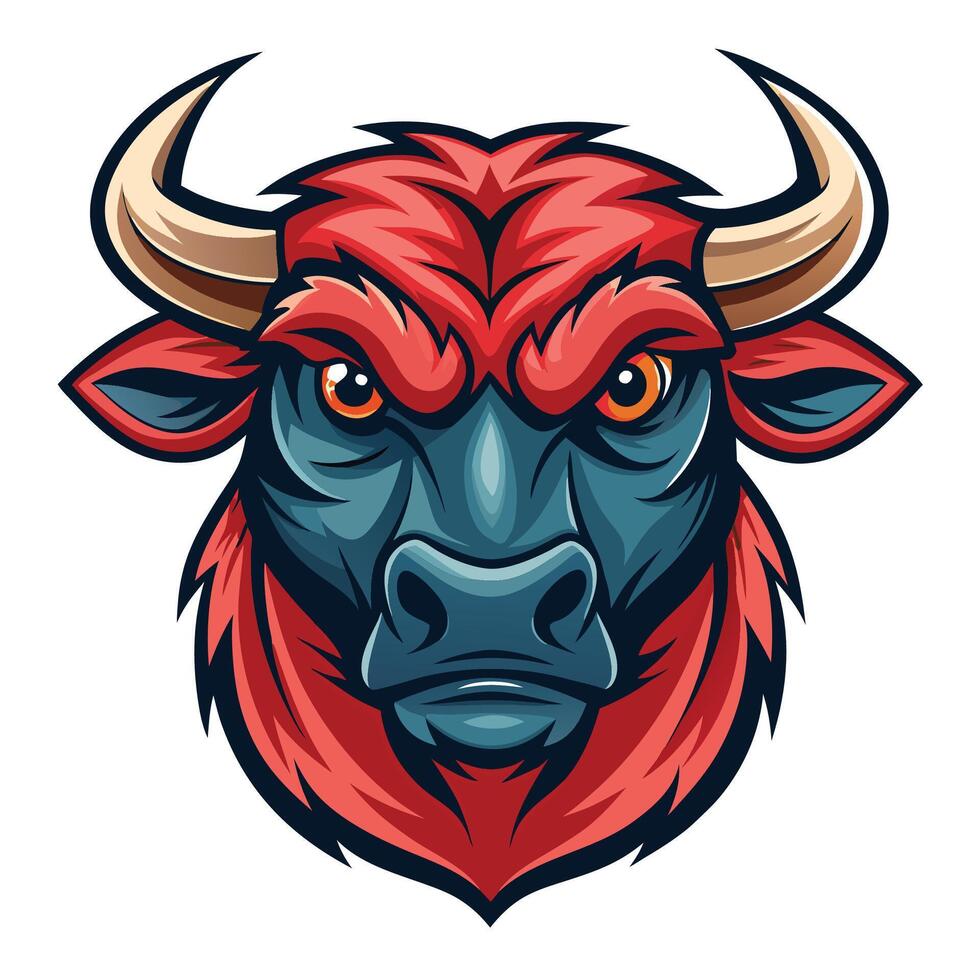 an angry bull head with horns on a white background vector