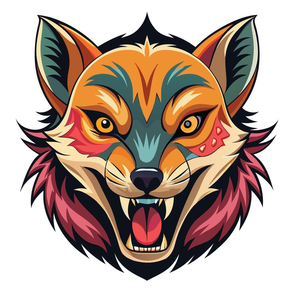 the head of a fox with a big mouth vector