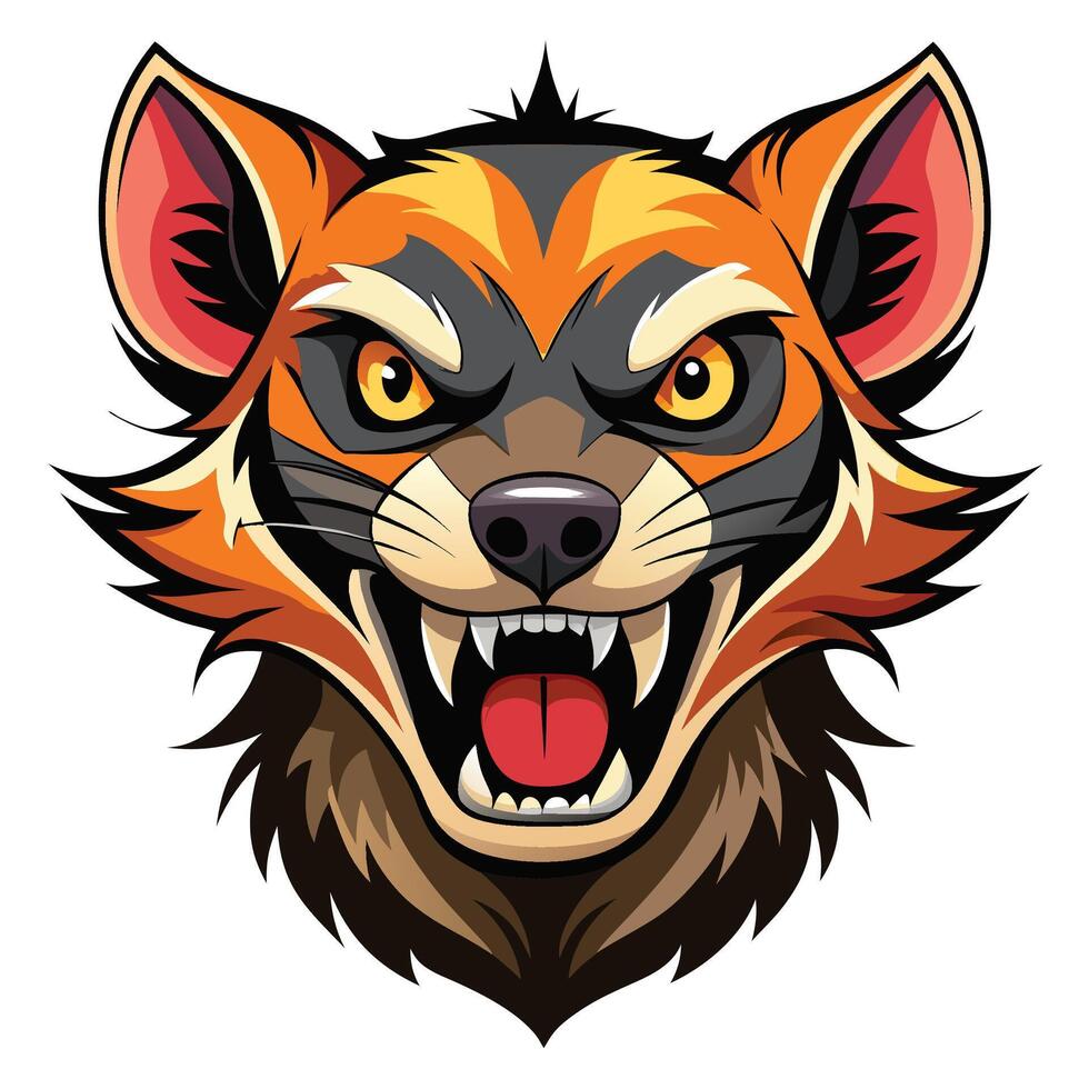 a cartoon head of a red fox with its mouth open vector