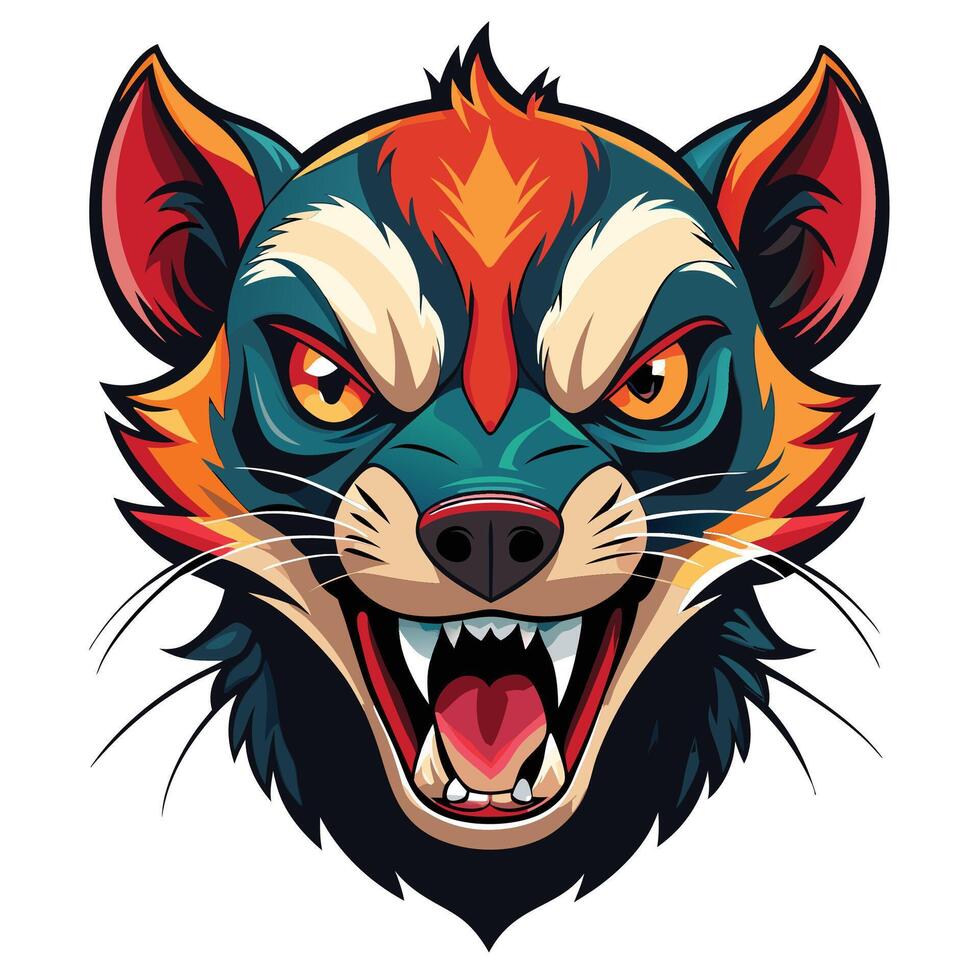 a cartoon head of a raccoon with its mouth open vector