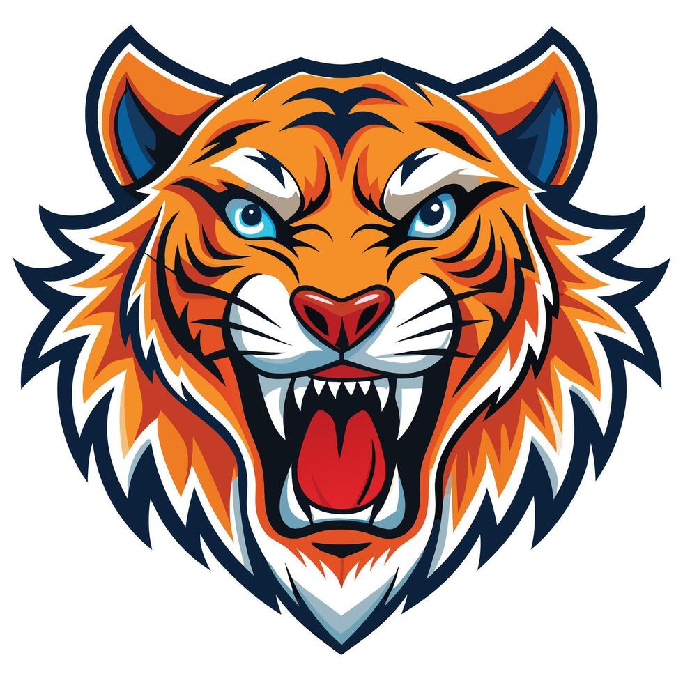 the head of a tiger is shown in a cartoon style vector