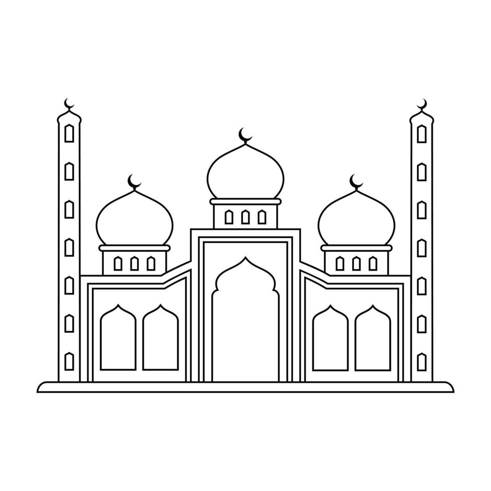 line icon mosque architecture islamic design illustration vector