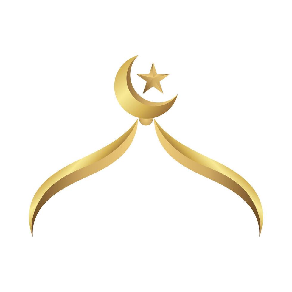 golden dome with crescent star islamic design illustration vector