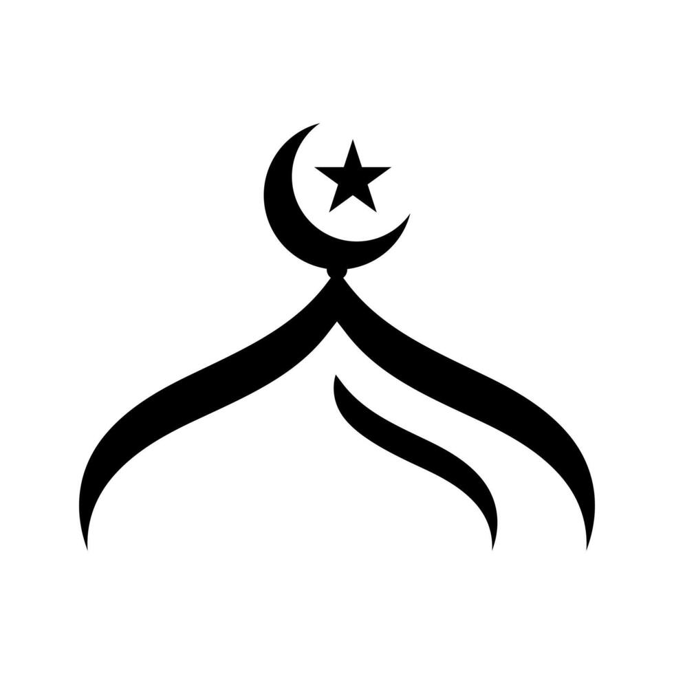 line icon dome with crescent star flat vector
