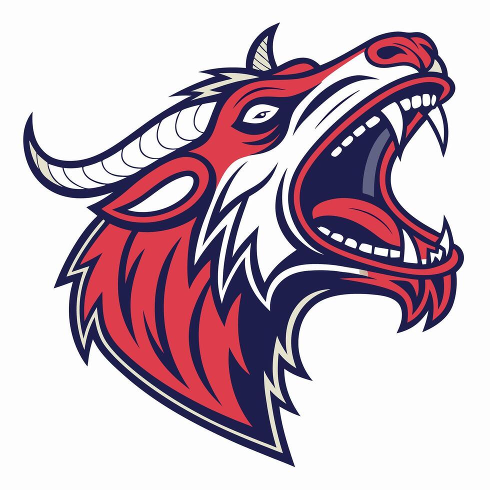 the head of a bull with its mouth open vector