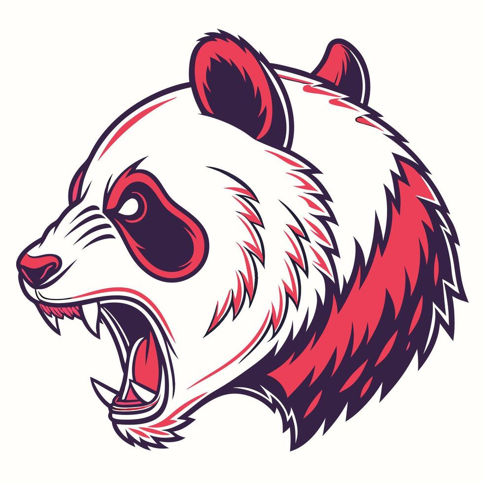 a panda bear head with its mouth open vector